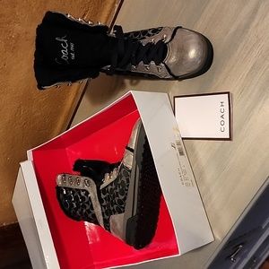 Coach Boots Silver & Black